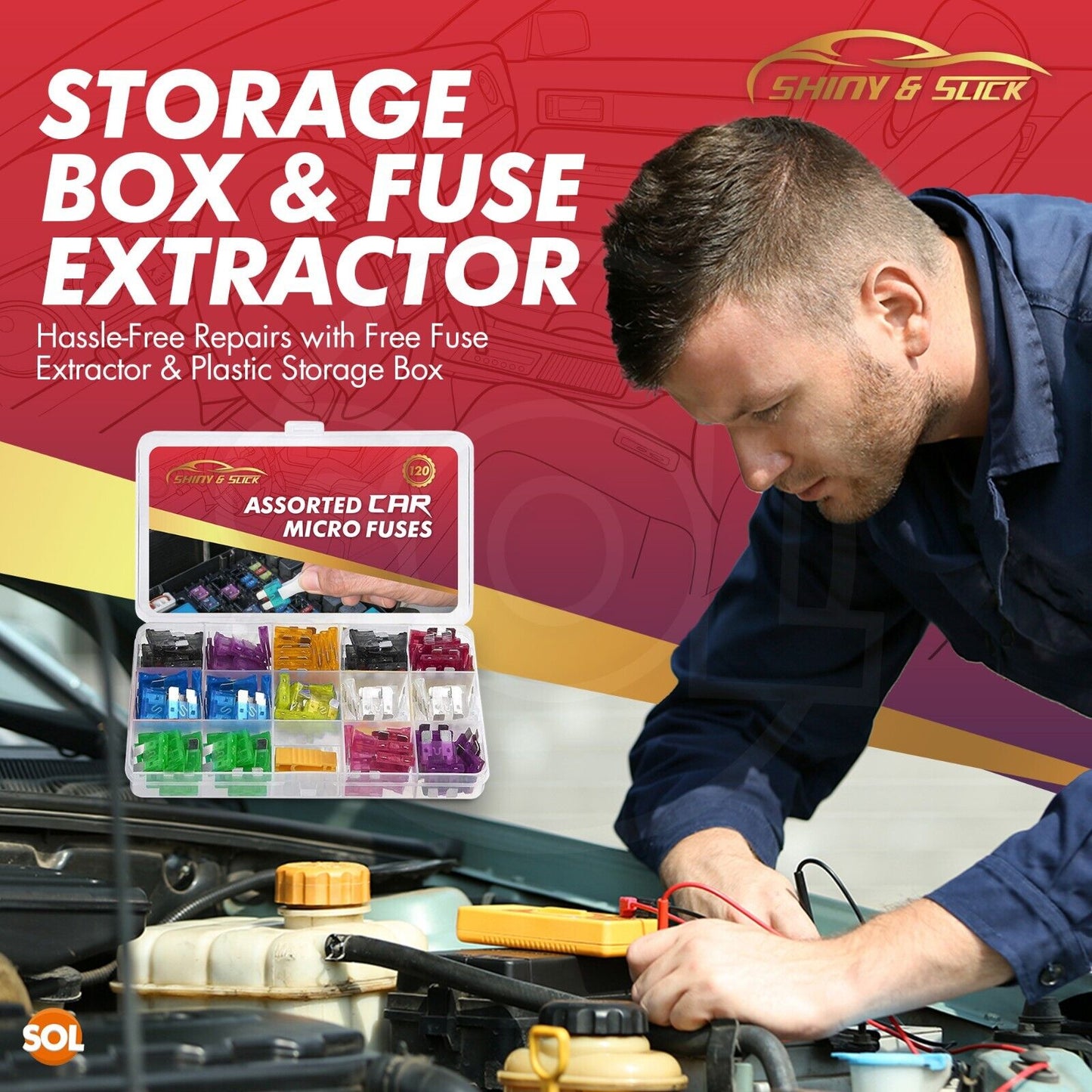 Mini Car Fuses 2-40A | Micro Blade Set with Puller | 120 Piece