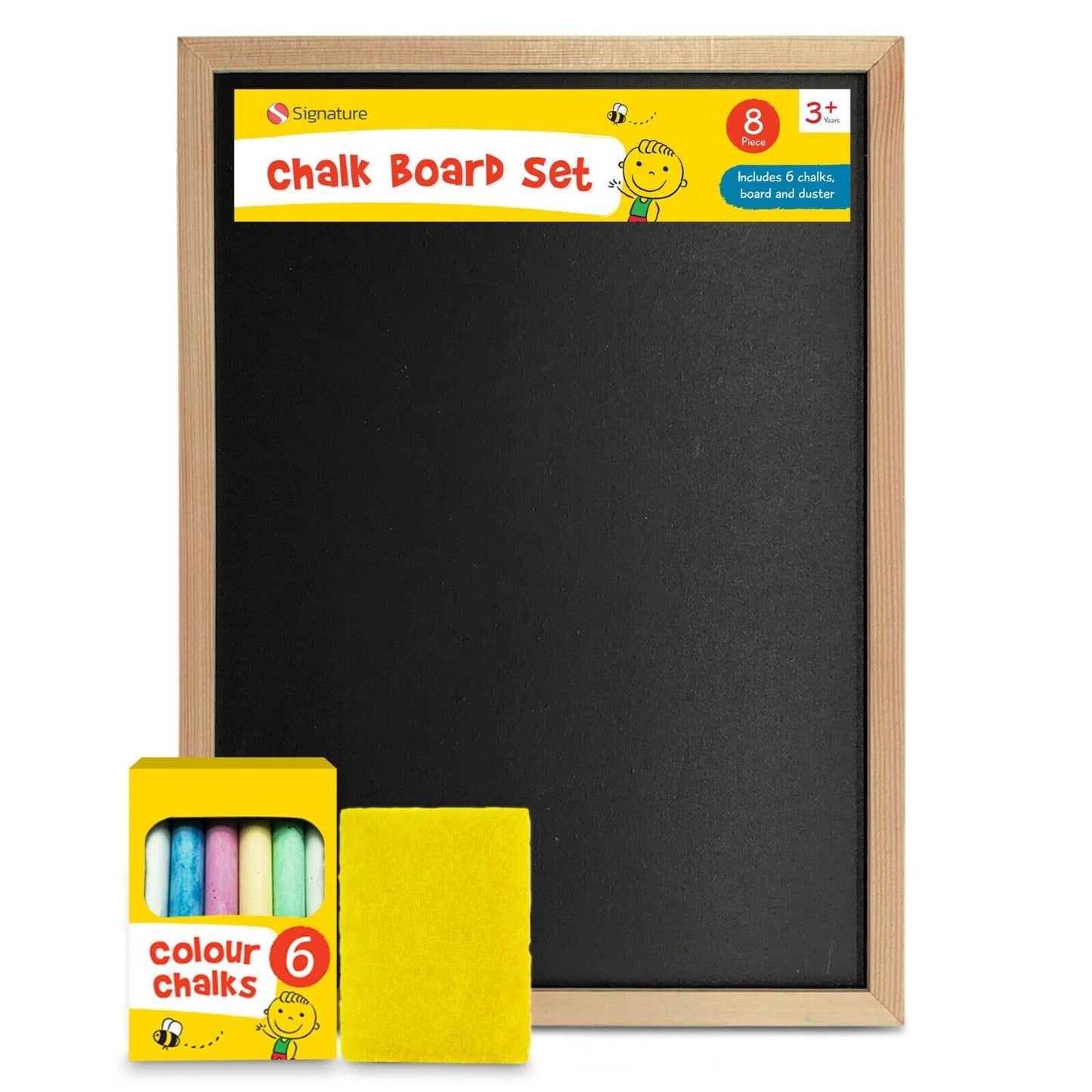 A4 Chalkboard Set with Colourful Chalks - Great for Kids, Restaurants, Cafes