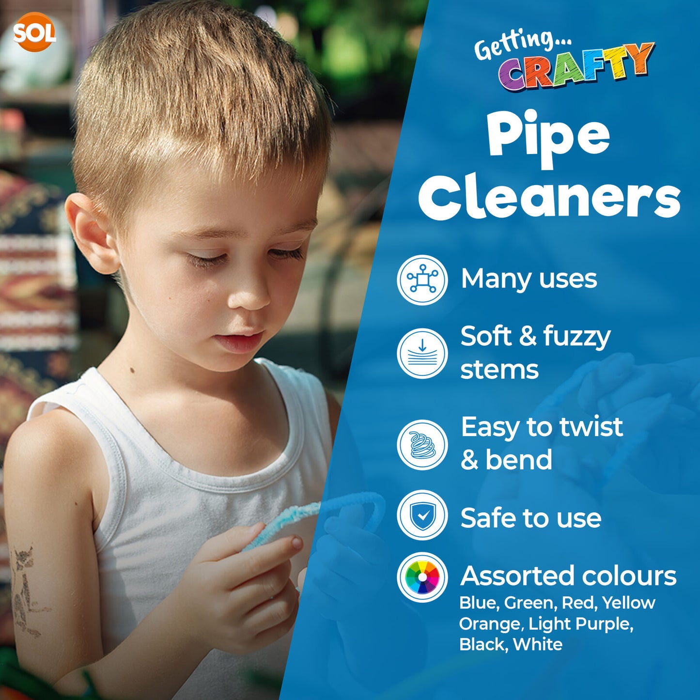 Pipe Cleaners 30cm Multicolour | Chenille Stems for Crafts | 120 pack