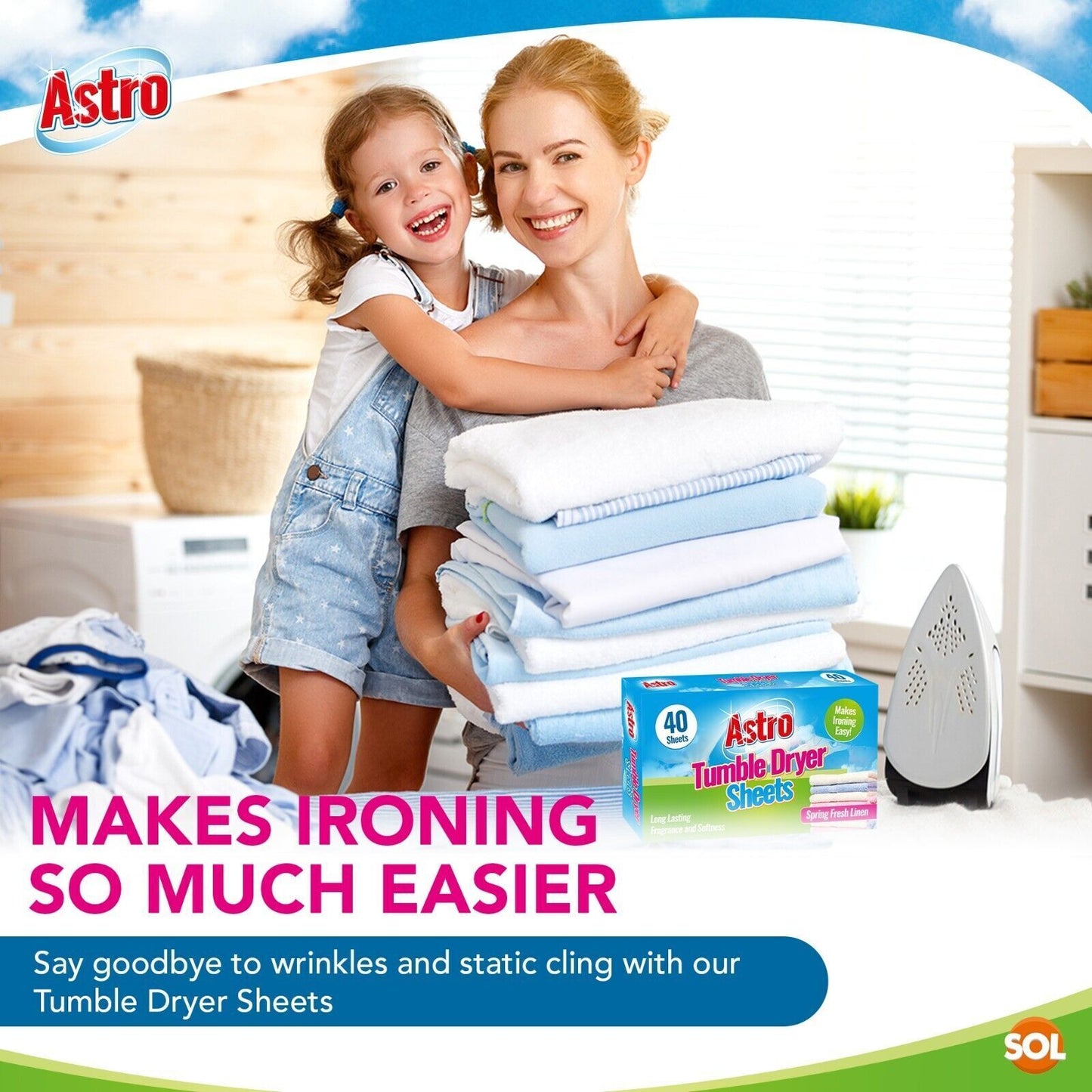 Tumble Dryer Sheets | Fresh Linen Scent | Fabric Softener | 80 Pack