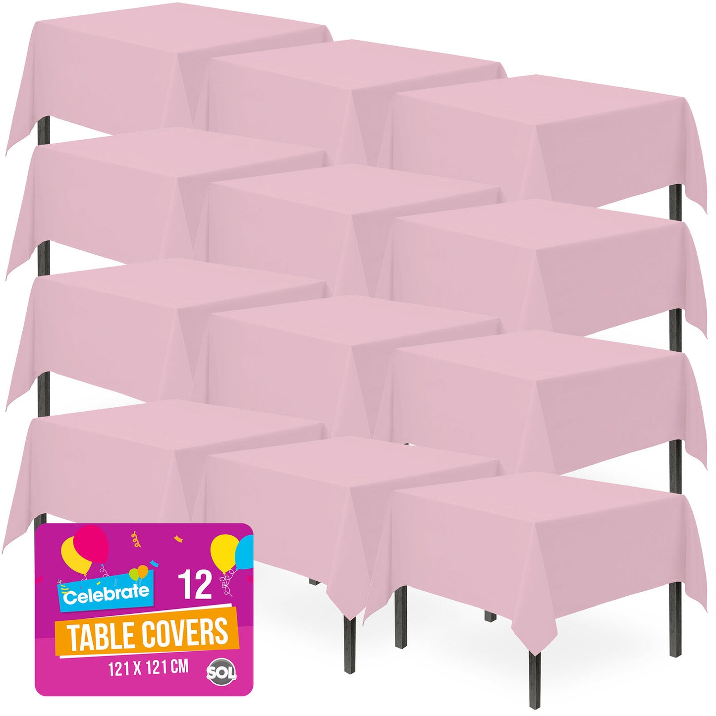 Square Disposable Table Cloths 121x121cm | Plastic Wipe Clean Party Covers | 3 Pack