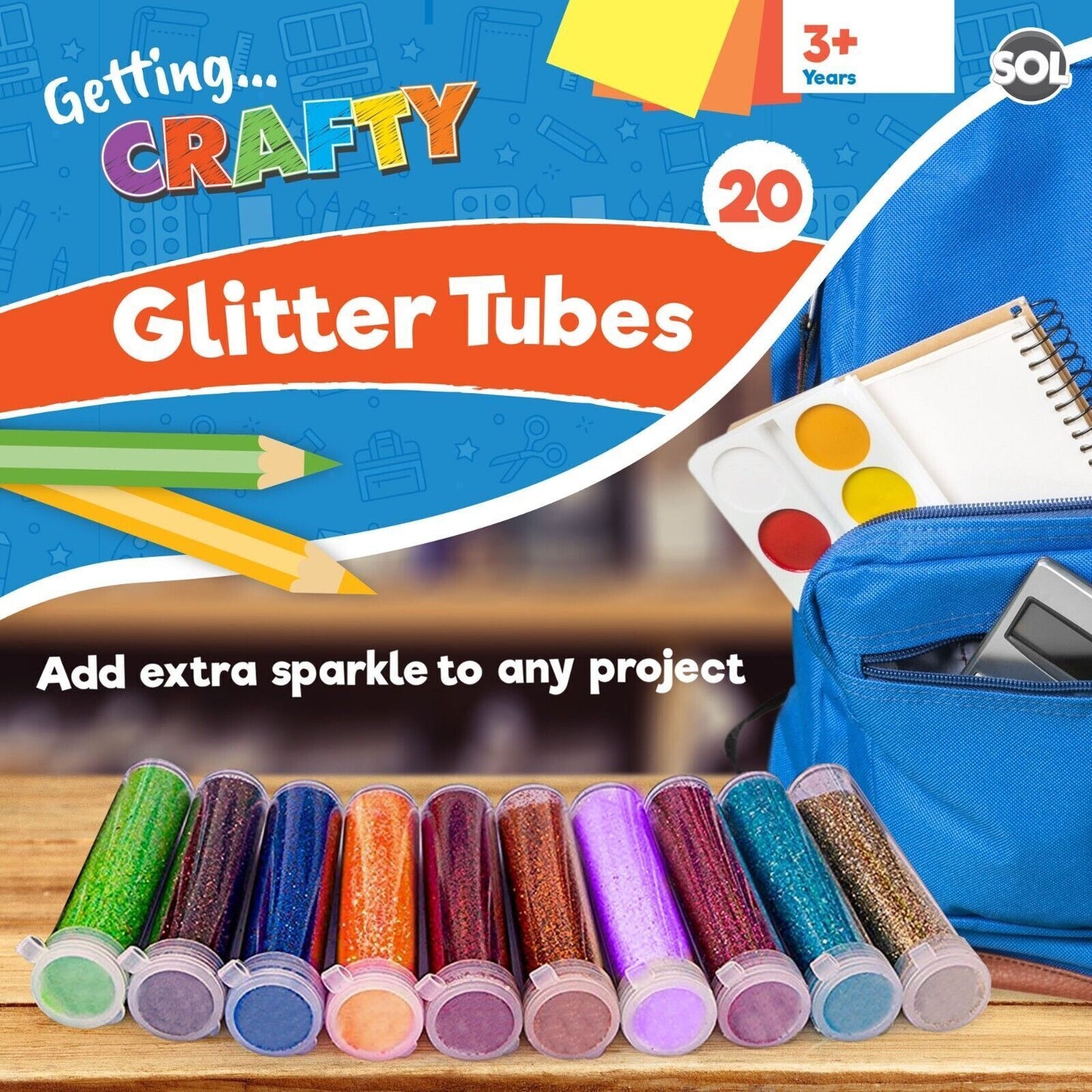 Glitter Tubes Assorted Colours | Shaker Pots Art & Craft | 20 Pack