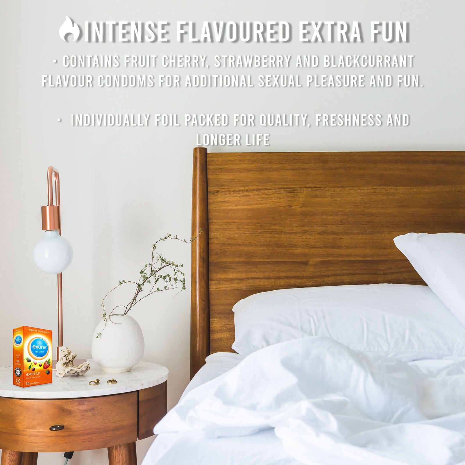 14-140pk Condoms Ribbed Natural Flavoured EXURE Safe Pleasure Discreet Packaging