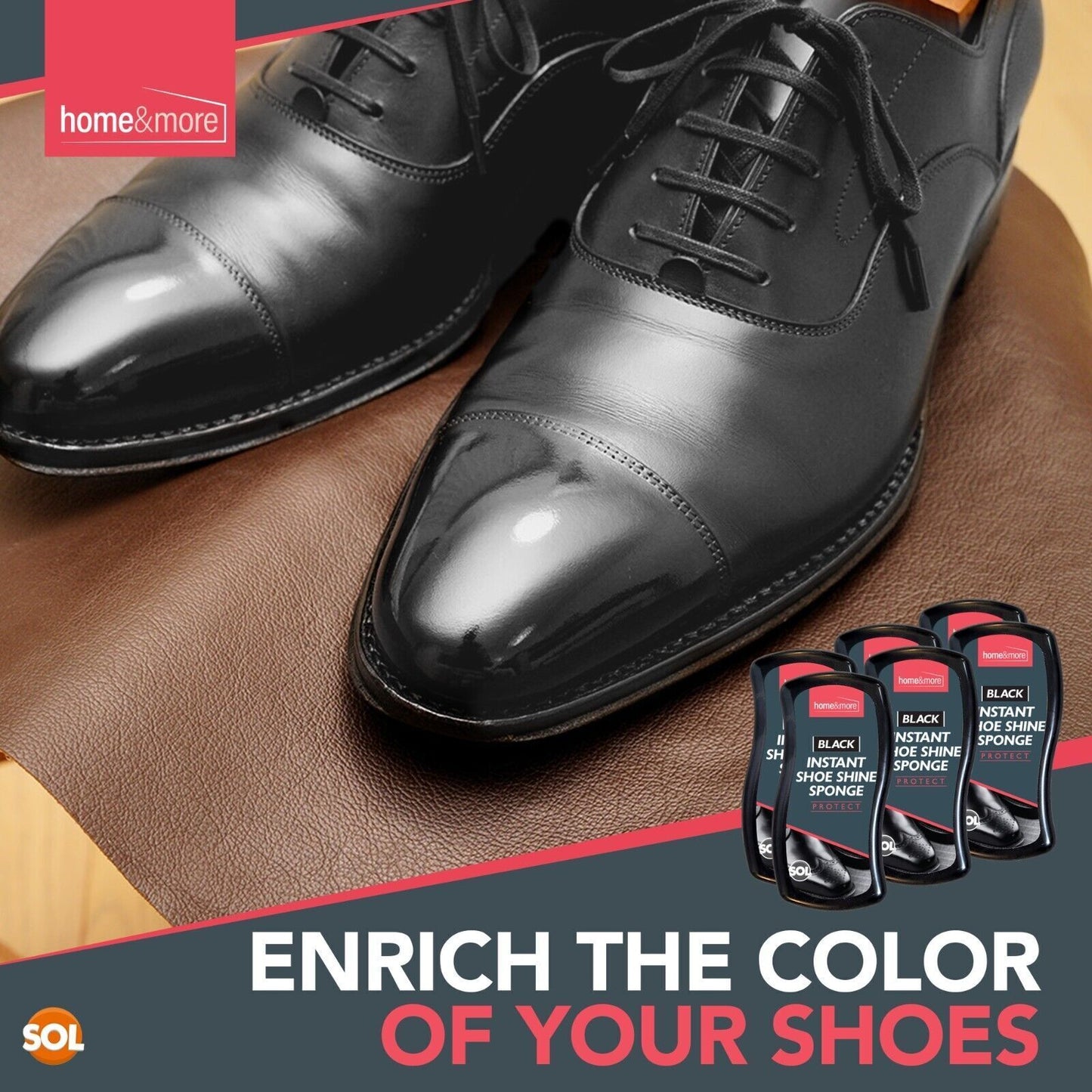 Instant Shoe Shine Sponge Black Leather Boot Polish | 6 Pack