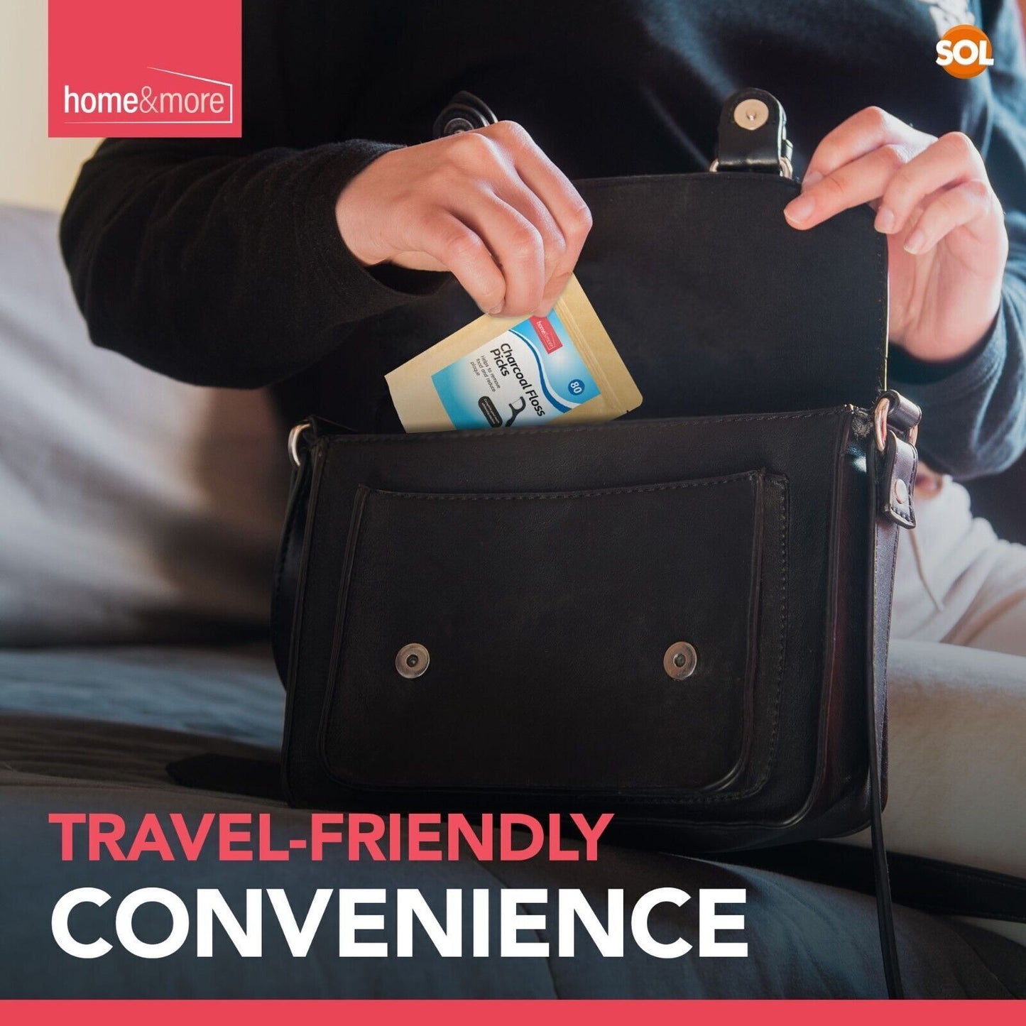 Charcoal Dental Floss Sticks | Oral Care Tooth Picks | 80 Pack