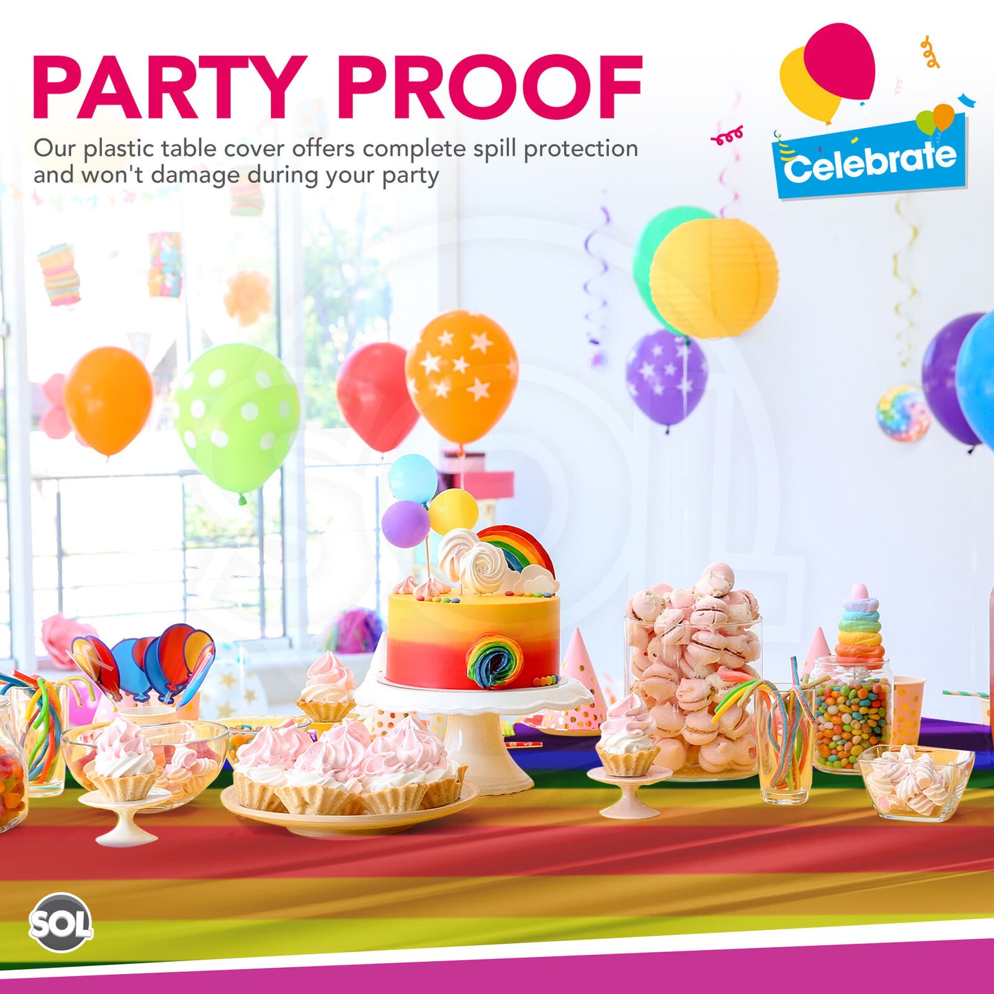 Plastic Table Cloth Covers Rectangular | Party Tableware | 2 Pack