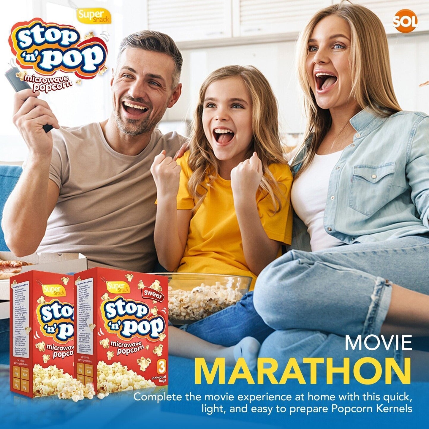 48 x85g Microwave Popcorn Sweet Salted Butter Flavour Movie Cinema Theatre Party