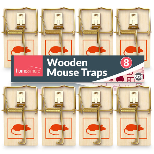 Wooden Mouse Traps | Reusable Rodent Pest Control | 8 Pack