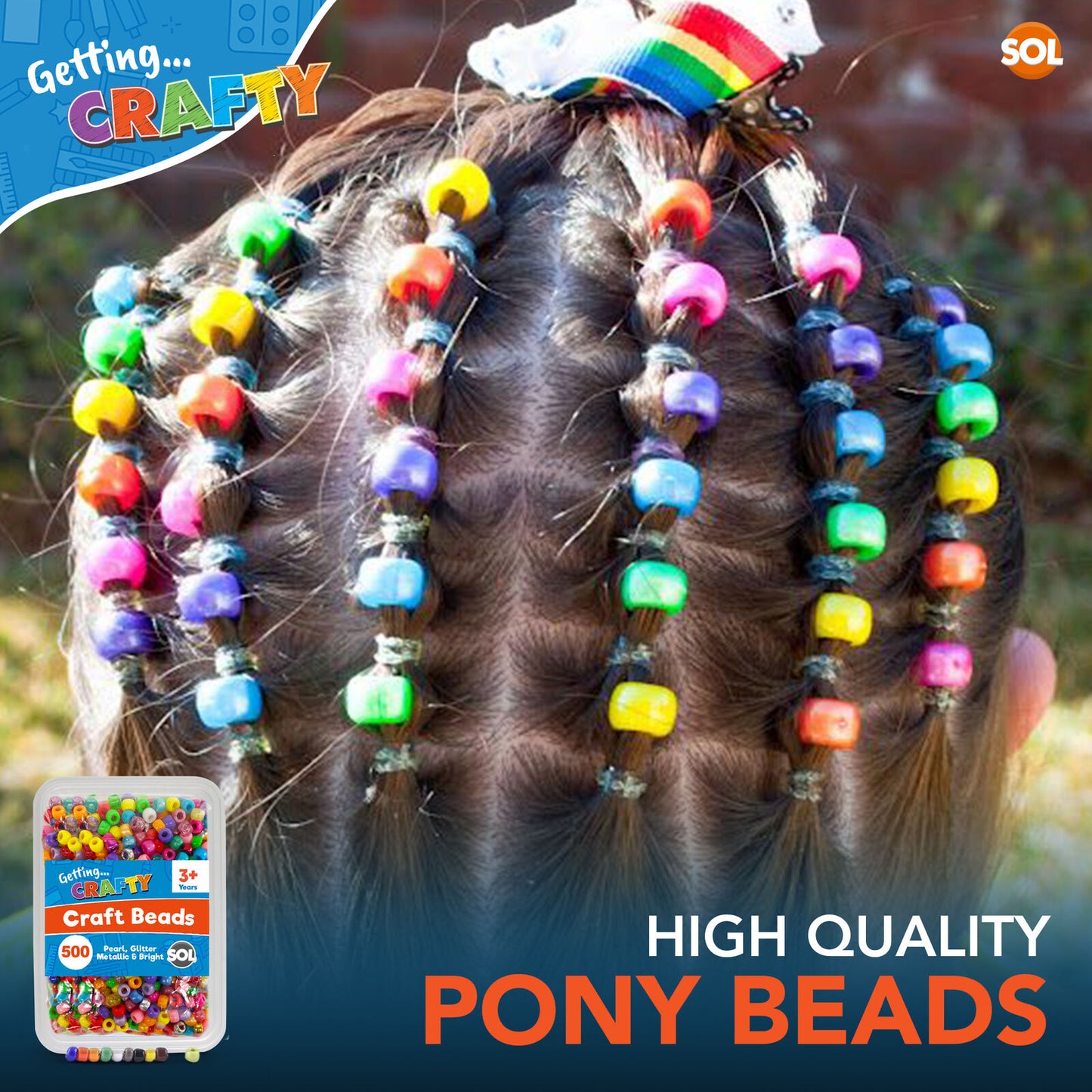 Pony Beads Jewellery Making | Mixed Acrylic Glitter Pearl | 500 Pack