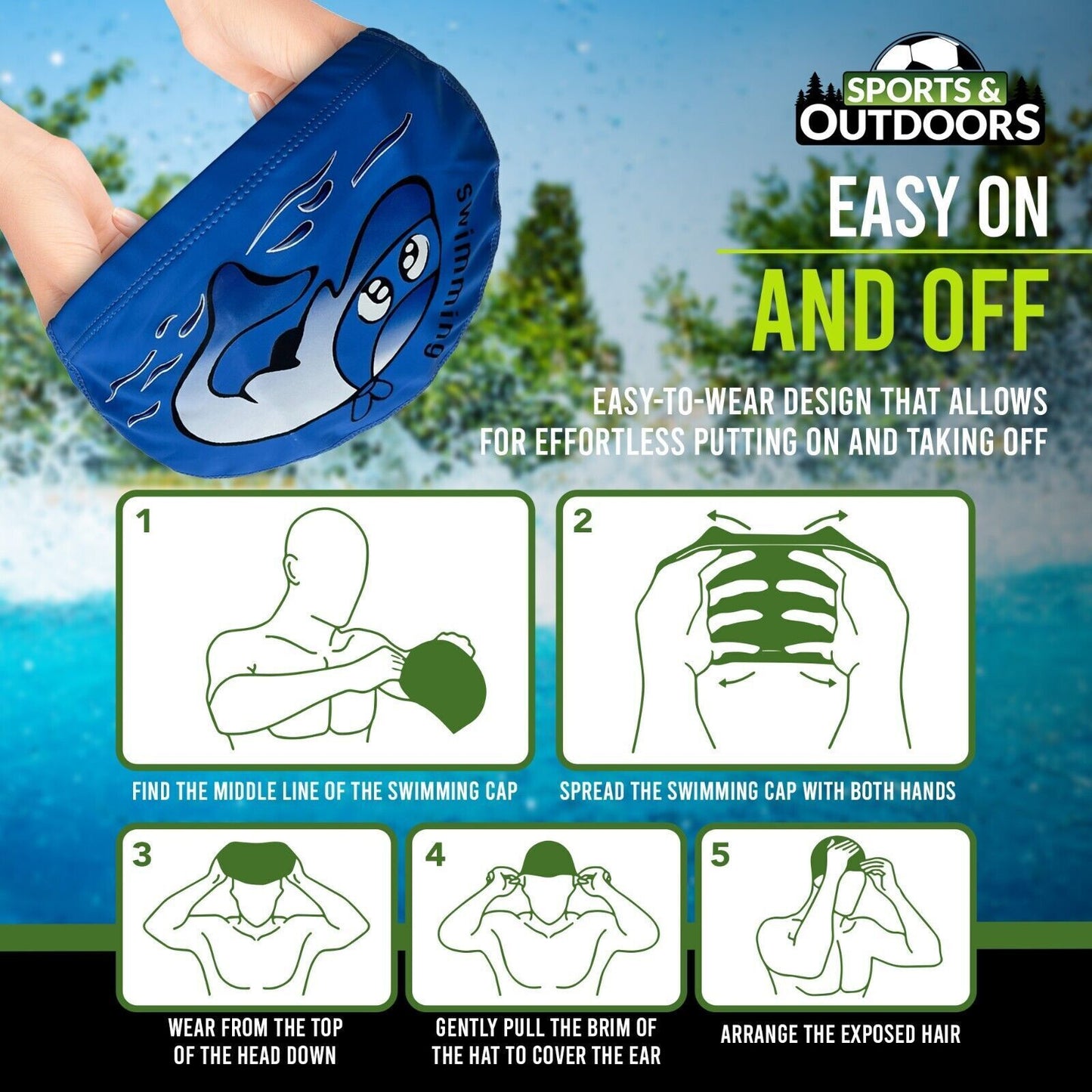 Kids Swimming Cap | Waterproof Fabric Swim Hat for Boys & Girls