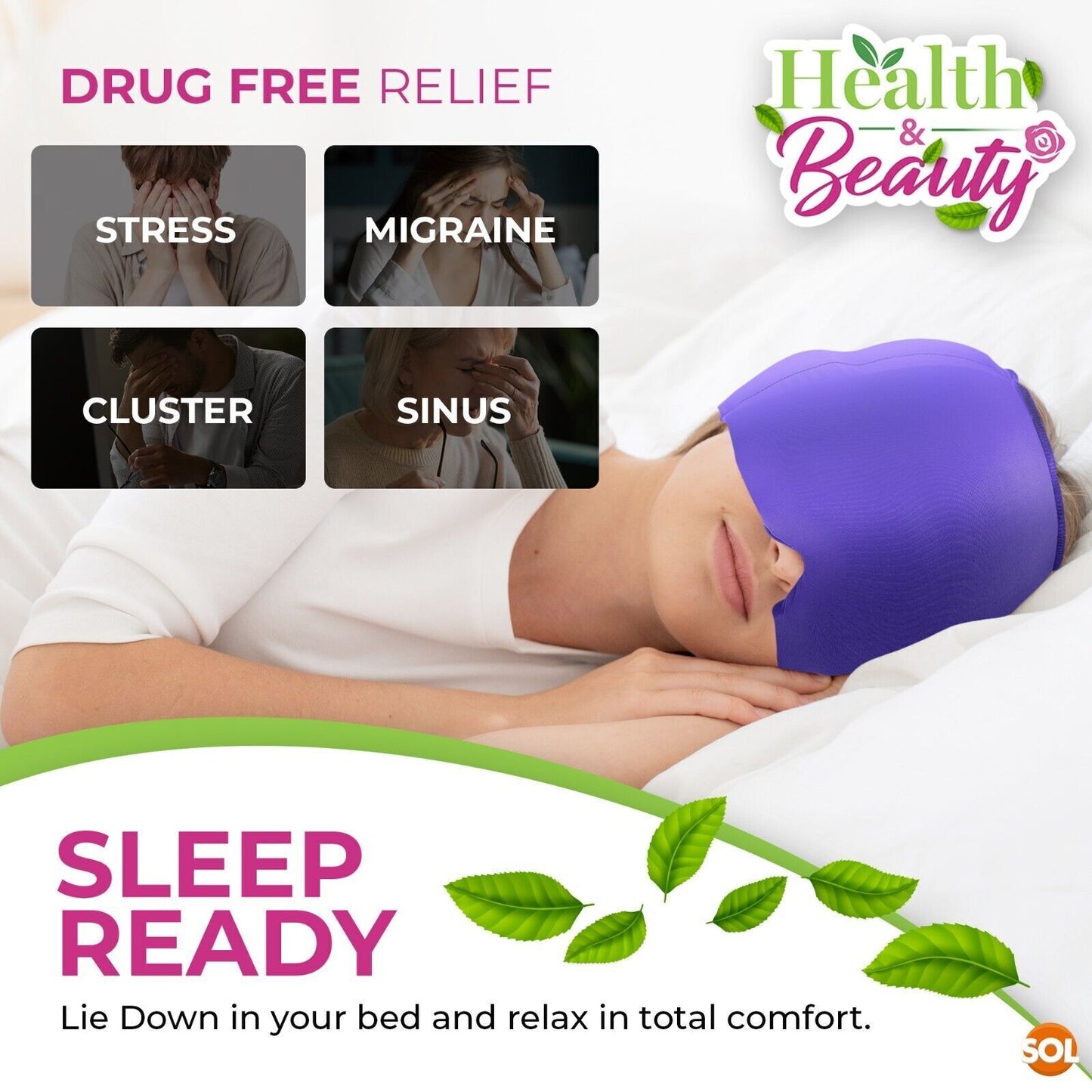 Tension Headache Migraine Relief Cap | Ice & Heat Therapy Hat Mask