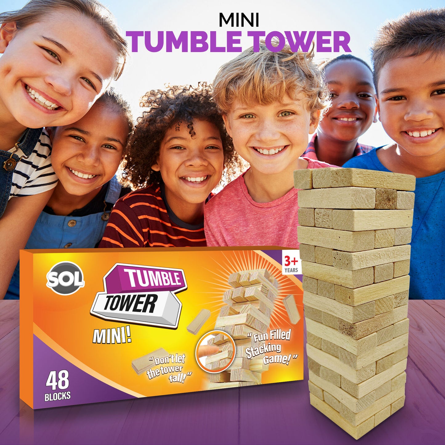 Wooden Tumbling Tower Game Traditional Stacking Travel Size