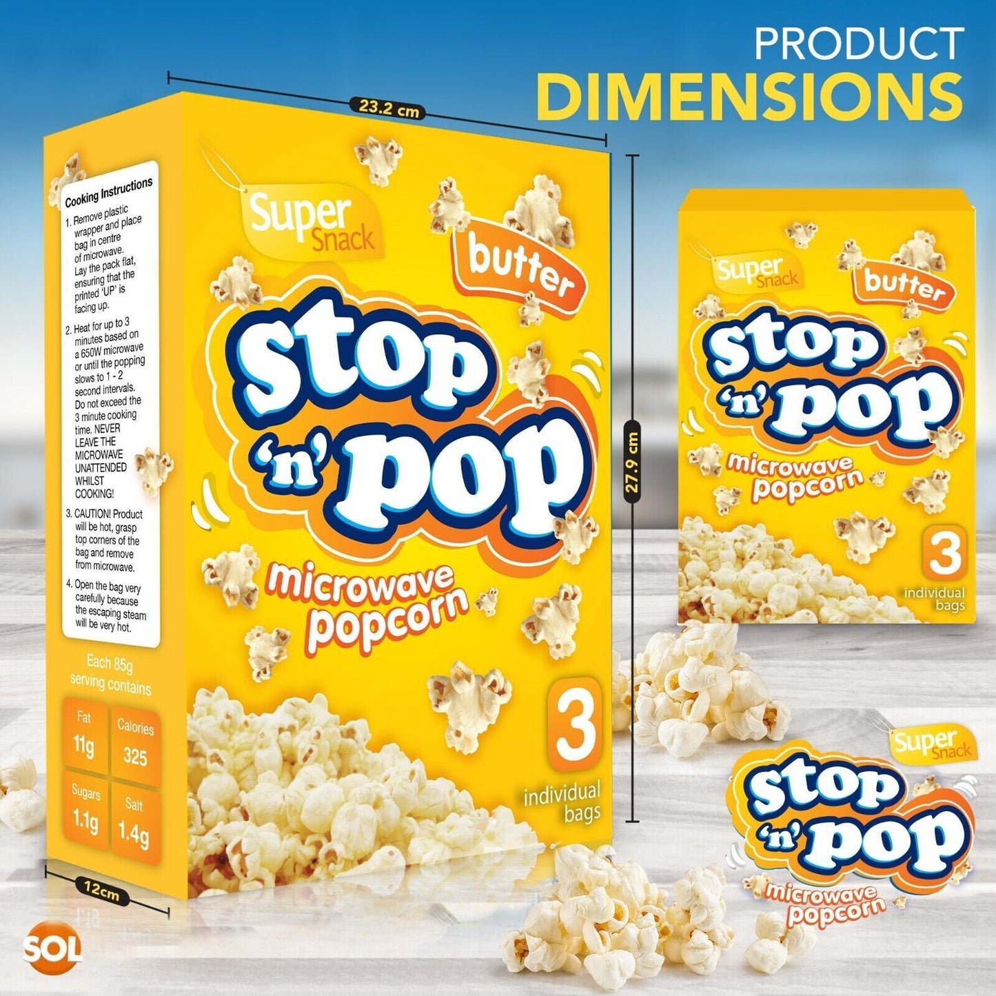 Microwave Popcorn 85g | Sweet Salted Butter Flavour | 48 Pack