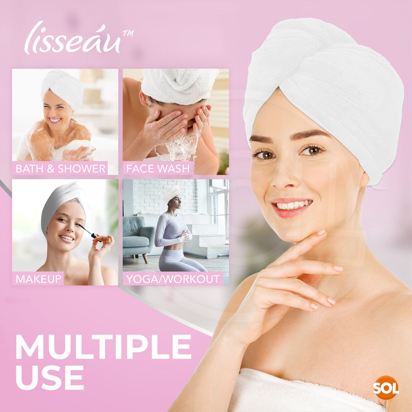 Hair Turban Towel | Microfibre Head Wrap | Quick Dry Drying Bath Shower Hat Cap