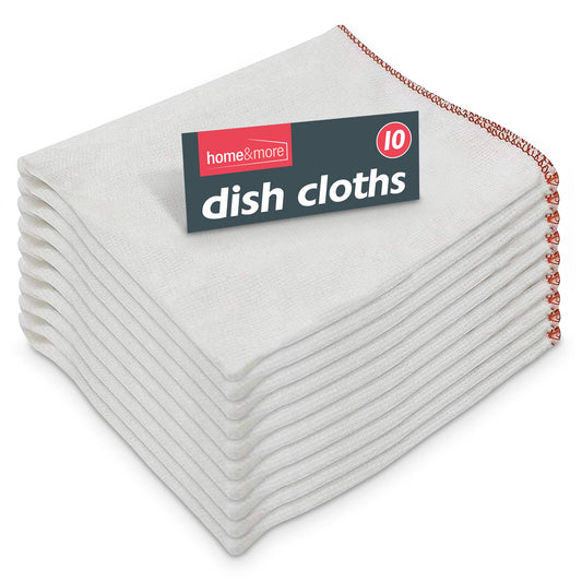 White Cotton Dish Cloths | Absorbent Cleaning Towels | 10 Pack