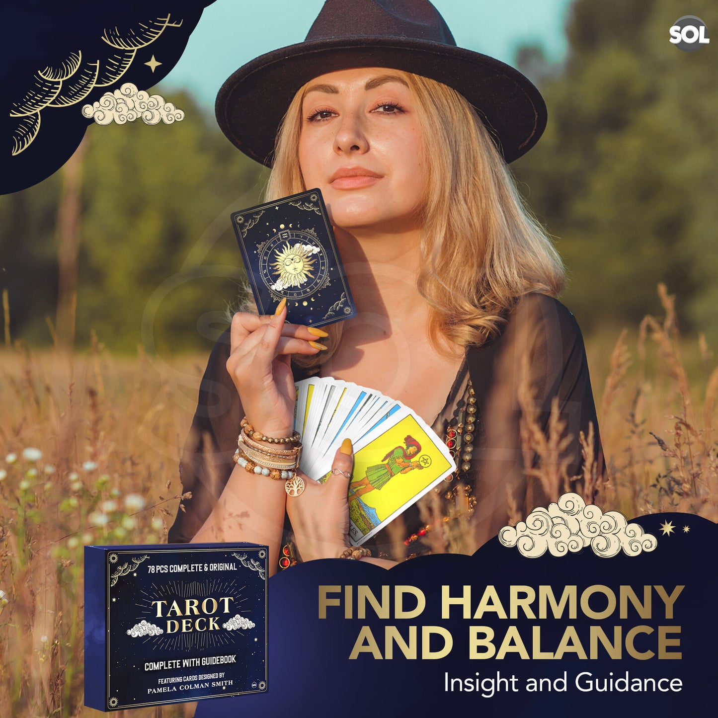 Tarot Cards Deck Set | Beginners Guide Book Party Game | 78 Cards