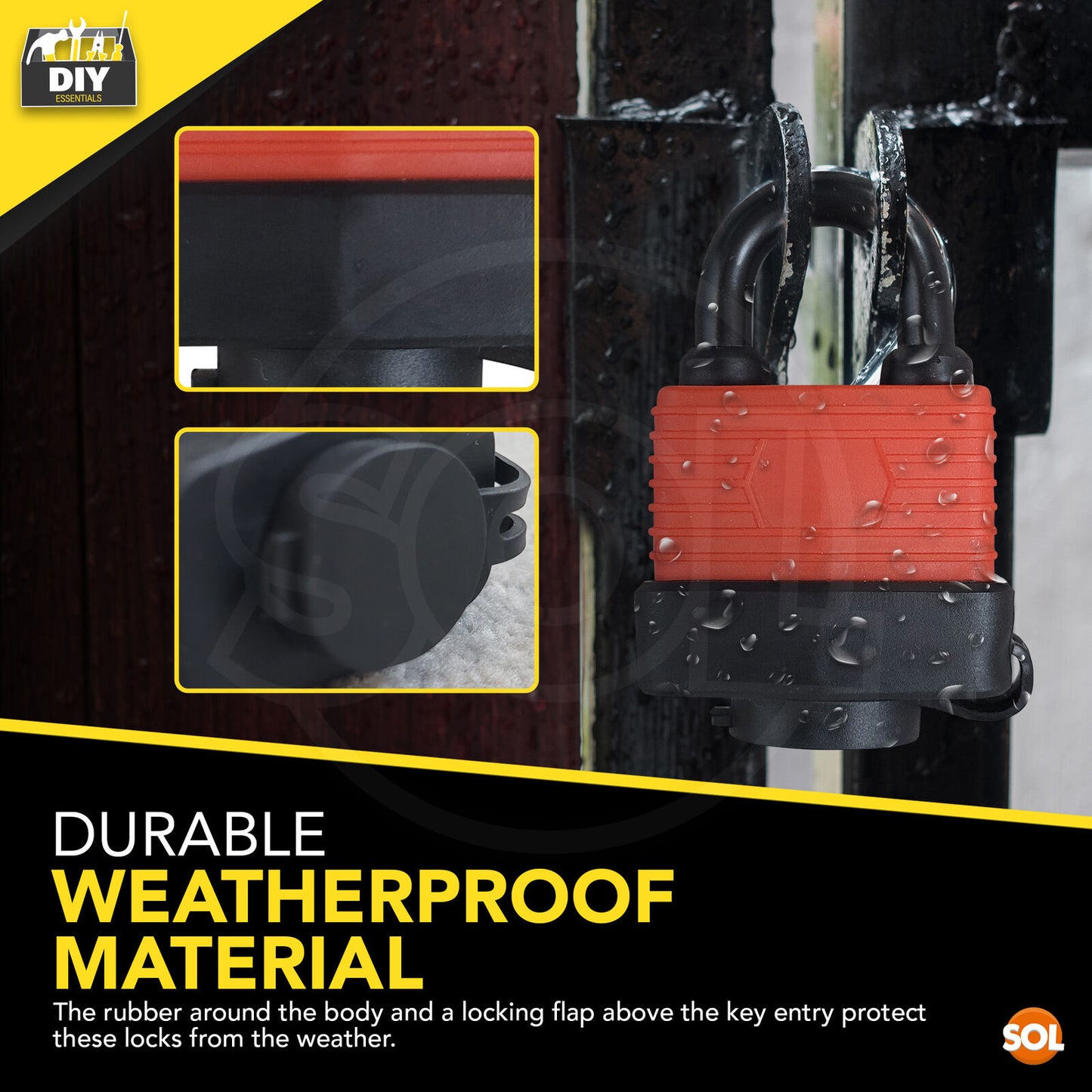 Heavy Duty Weatherproof Padlock 40mm Outdoor Security Iron Lock Shed Safety 3Key