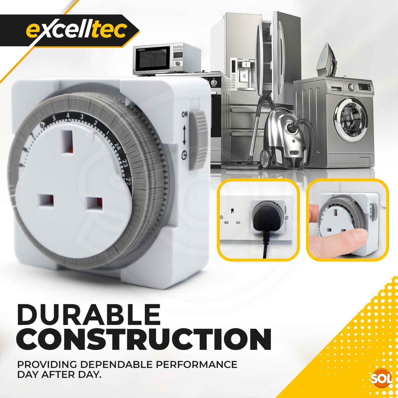 24 Hour Segment Timer Switch 24hr Mains Plug In Mechanical Clock Energy Saver