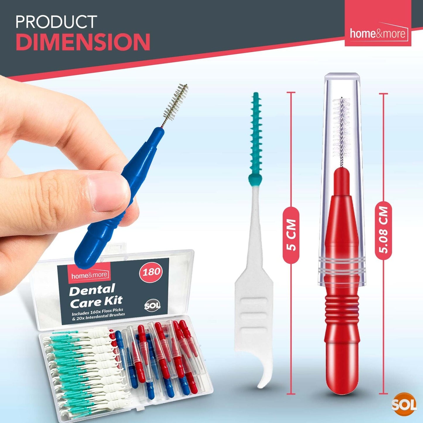 Interdental Brushes Blue & Red | Teeth Cleaning Picks | 180 Pack