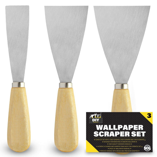 Wallpaper Paint Scraper Set | Decorating Putty Knife Metal Tool | 3 Pack