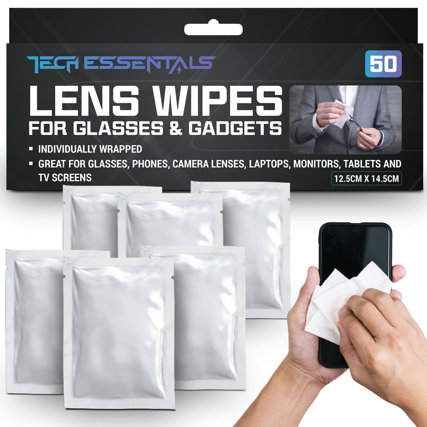 Glasses Wipes for Spectacle Lens Optical Cleaning | Anti-Fog | 50 Pack