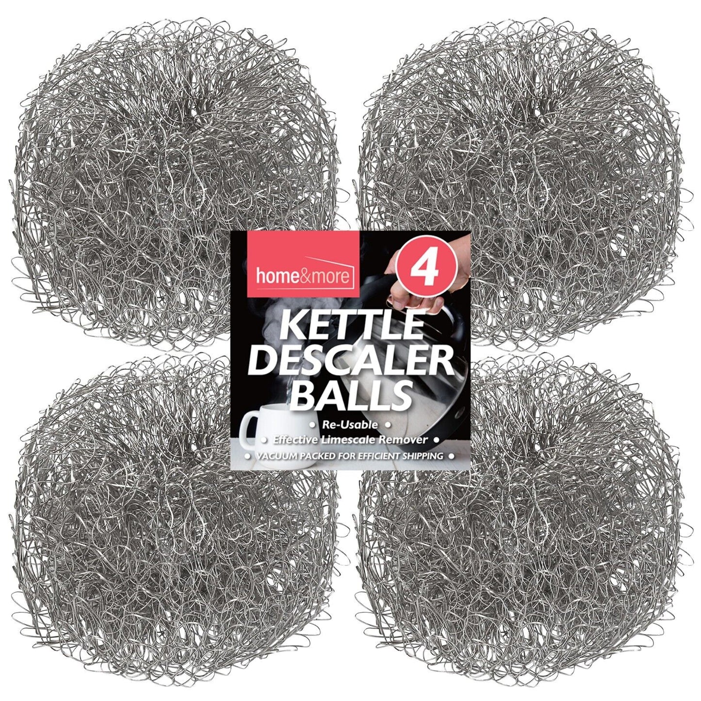 Kettle Descaler Balls Stainless Steel Mesh Limescale Remover | 4 Pack