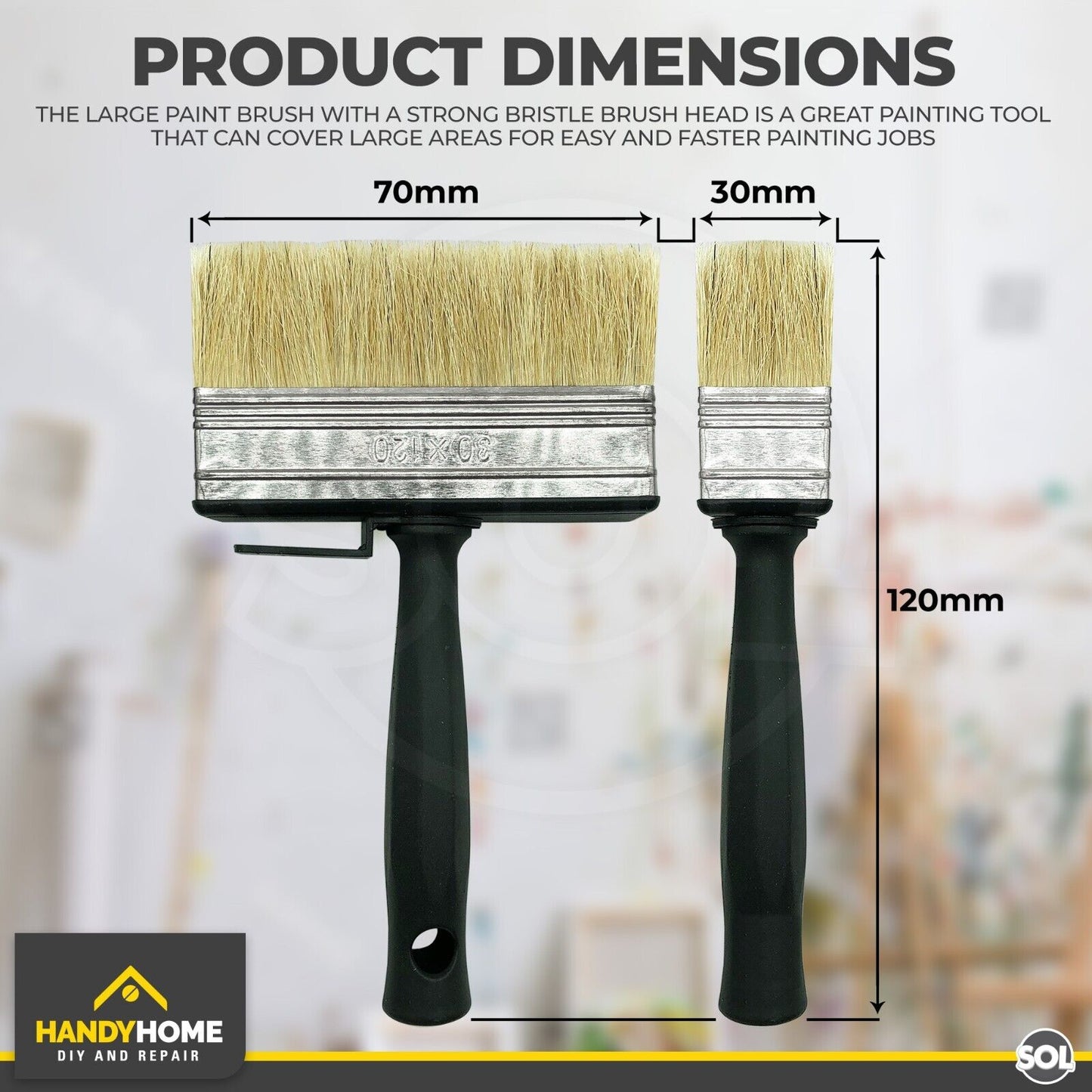 2-12 Shed Fence Brush 5" Multipurpose Wide Block Paint Paste Wood Decking Garden
