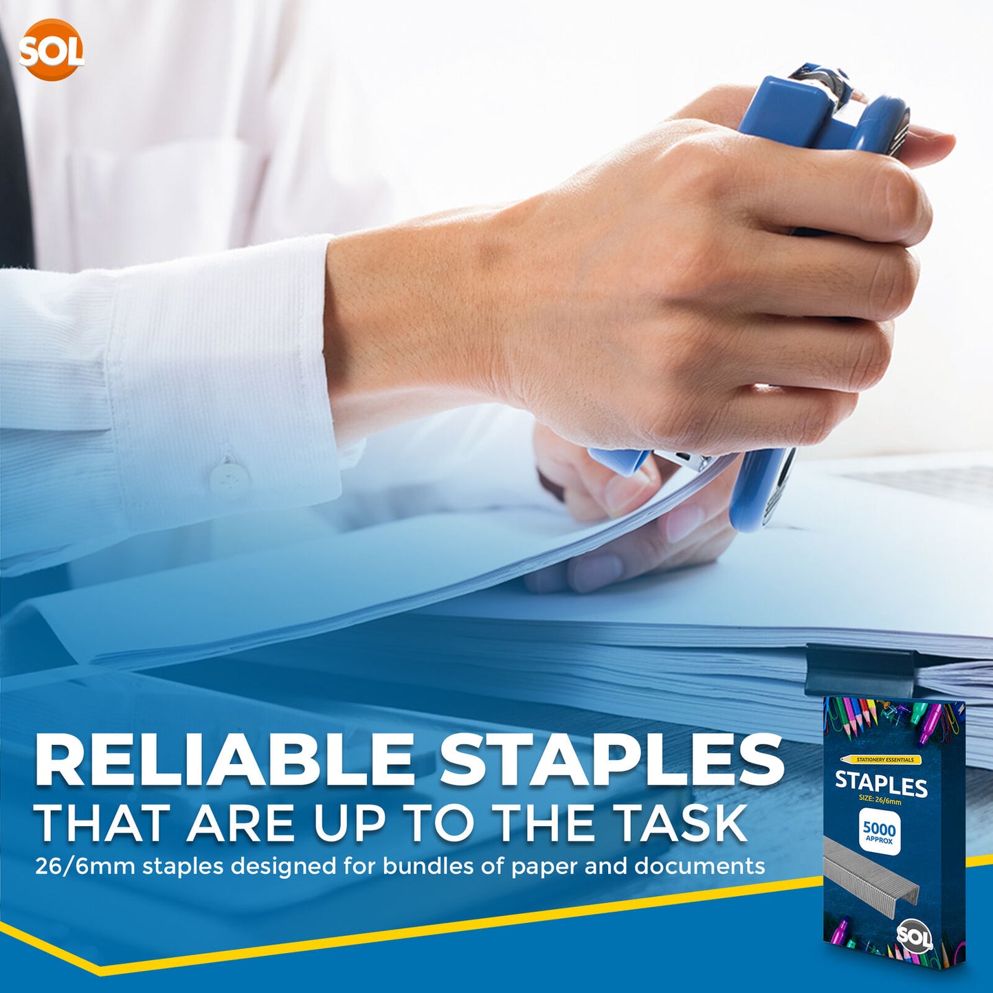 Office Staples 26/6 | Standard Fit Staplers | 5000 Pack