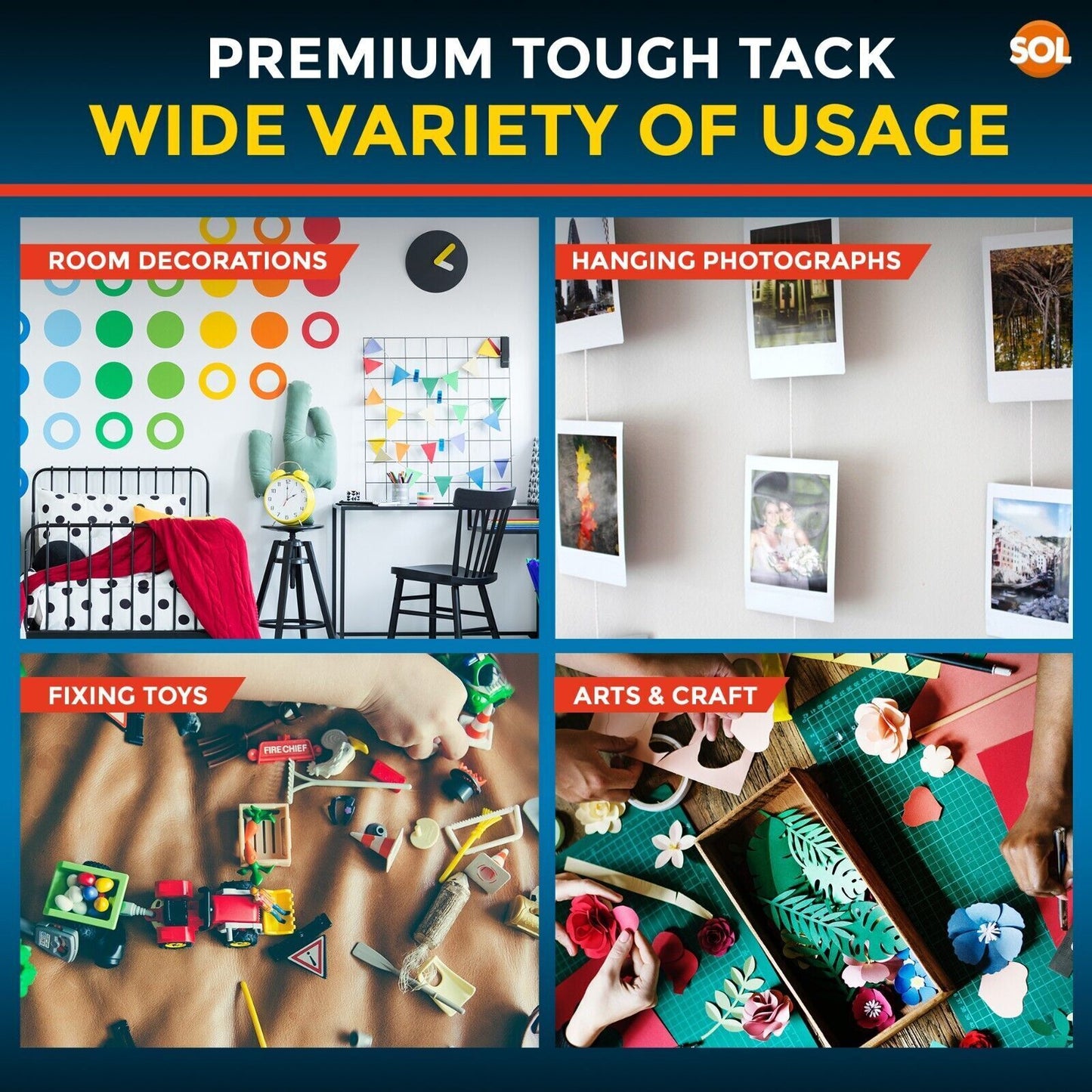 2 White Tack Tac 150g Super Tough Reusable Handy Size Sticky Adhesive Putty Glue