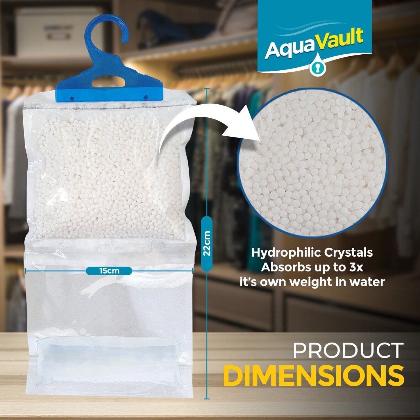 Hanging Wardrobe Dehumidifier Bags | Moisture & Mould Absorber