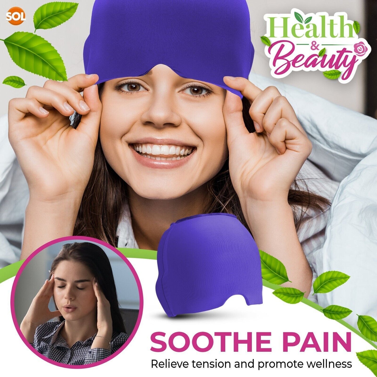 Tension Headache Migraine Relief Cap | Ice & Heat Therapy Hat Mask