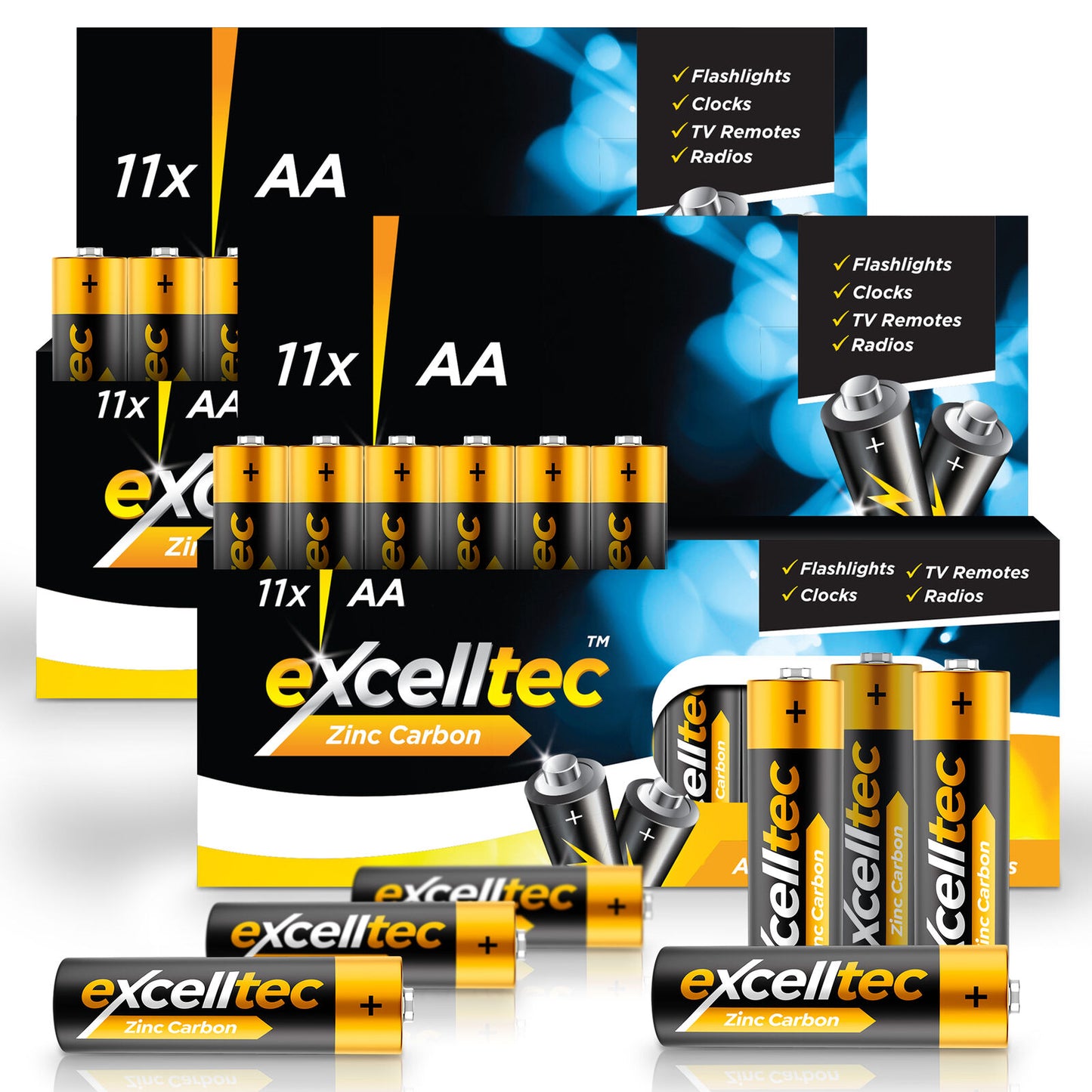 22 Excelltec AA / AAA Batteries | 1000mAh 1.5v Heavy Duty Battery Long Expiry Life