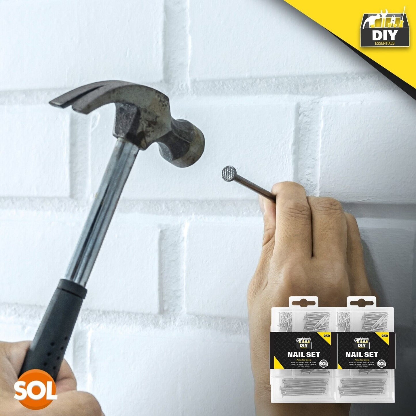 Flat Head Nails | Assorted Metal Carpentry Woodworking Pins | 500 Pack