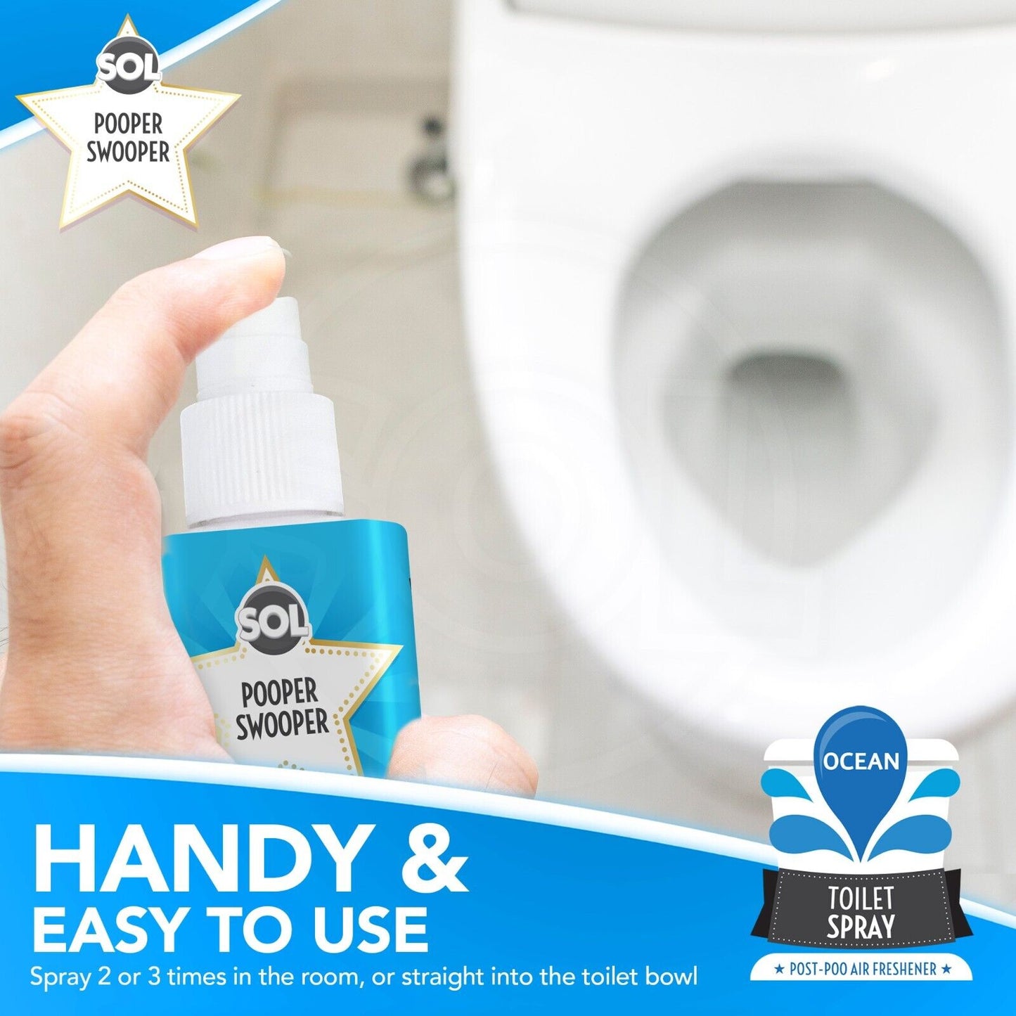 Pooper Star Toilet Spray | Ocean Scent Air Freshener | 6 Pack