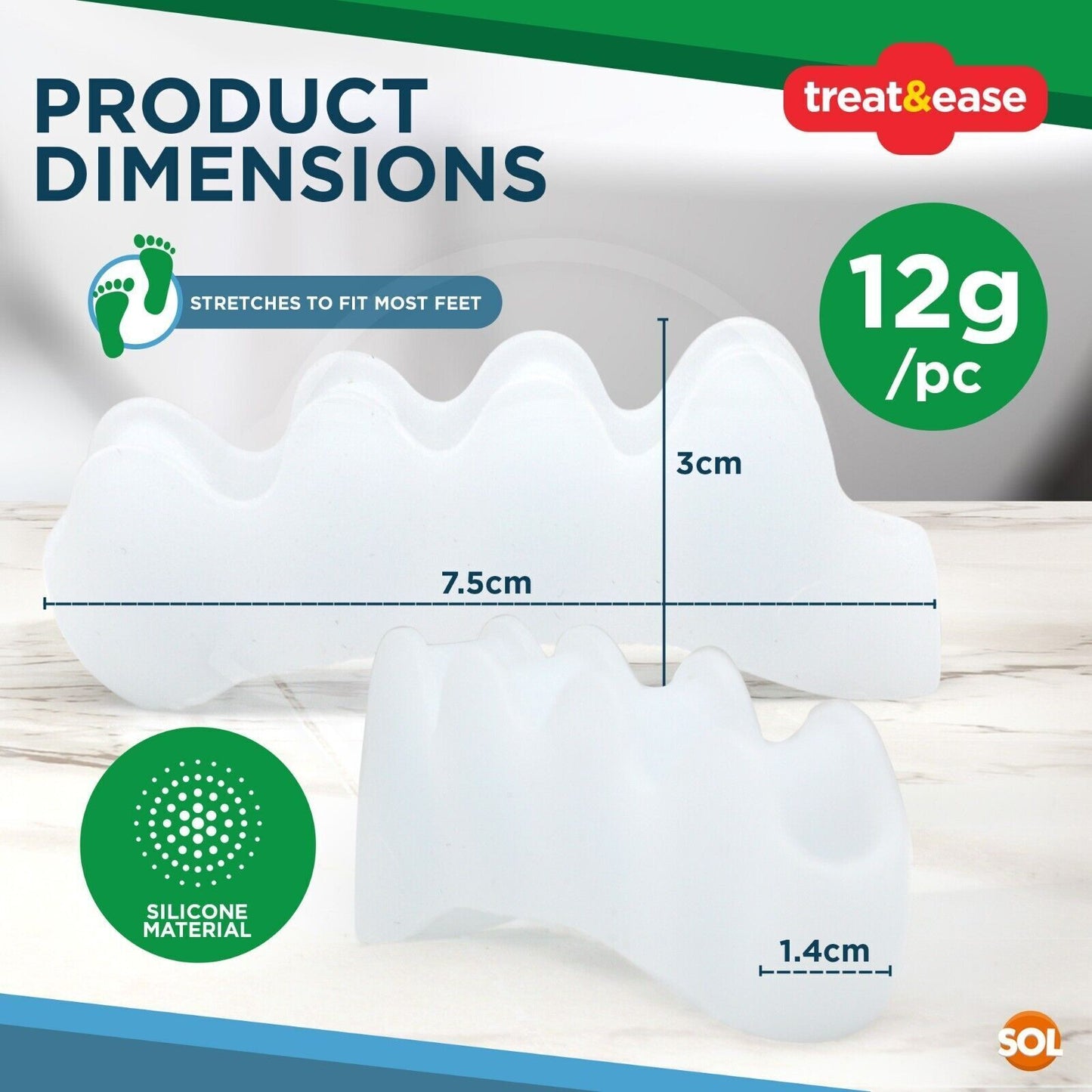 Silicone Toe Separator Gel Spreaders Straightener | 2 Pack