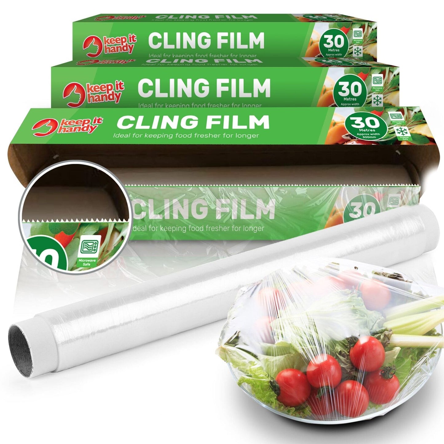 Cling Film 30cm | Easy Cut Catering Refill Rolls | 30Ð180M