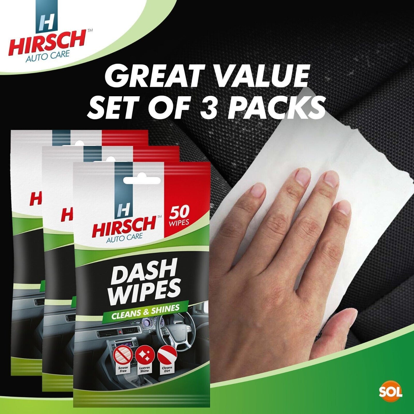 Car Dash Wipes | Gloss Interior Dashboard Cleaner | 300 Pack