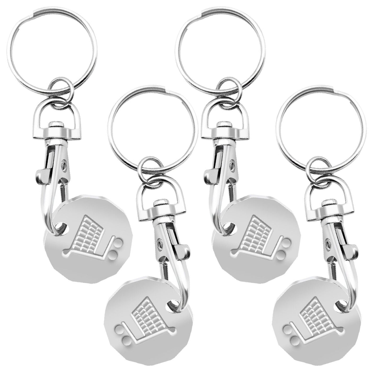 4pk One Pound Coin Trolley Token Keyrings for Trolleys and Lockers