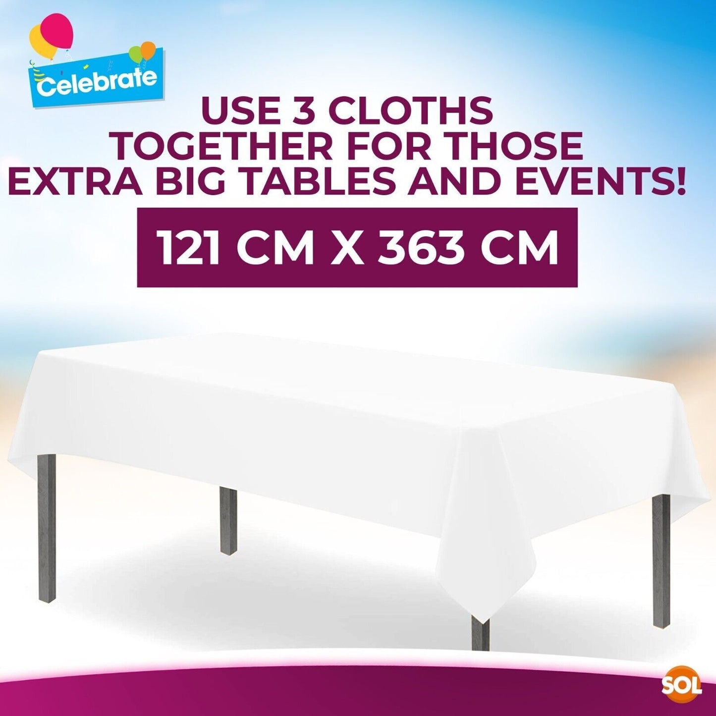 White Plastic Square Table Covers 121x121cm | Disposable Wipe Clean Party Cloth | 12 Pack