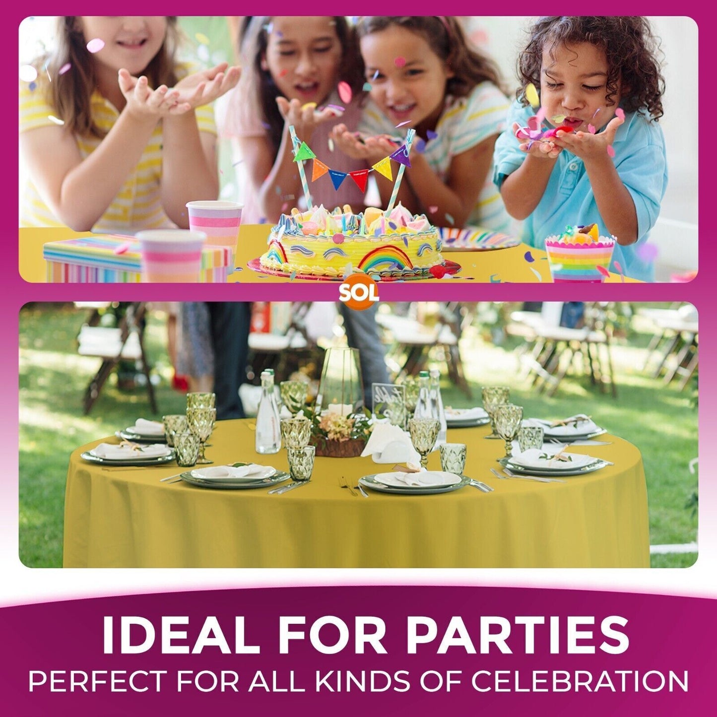 Plastic Table Covers Round 1.4M | Disposable Wipe Clean Party Cloth | 3 Pack