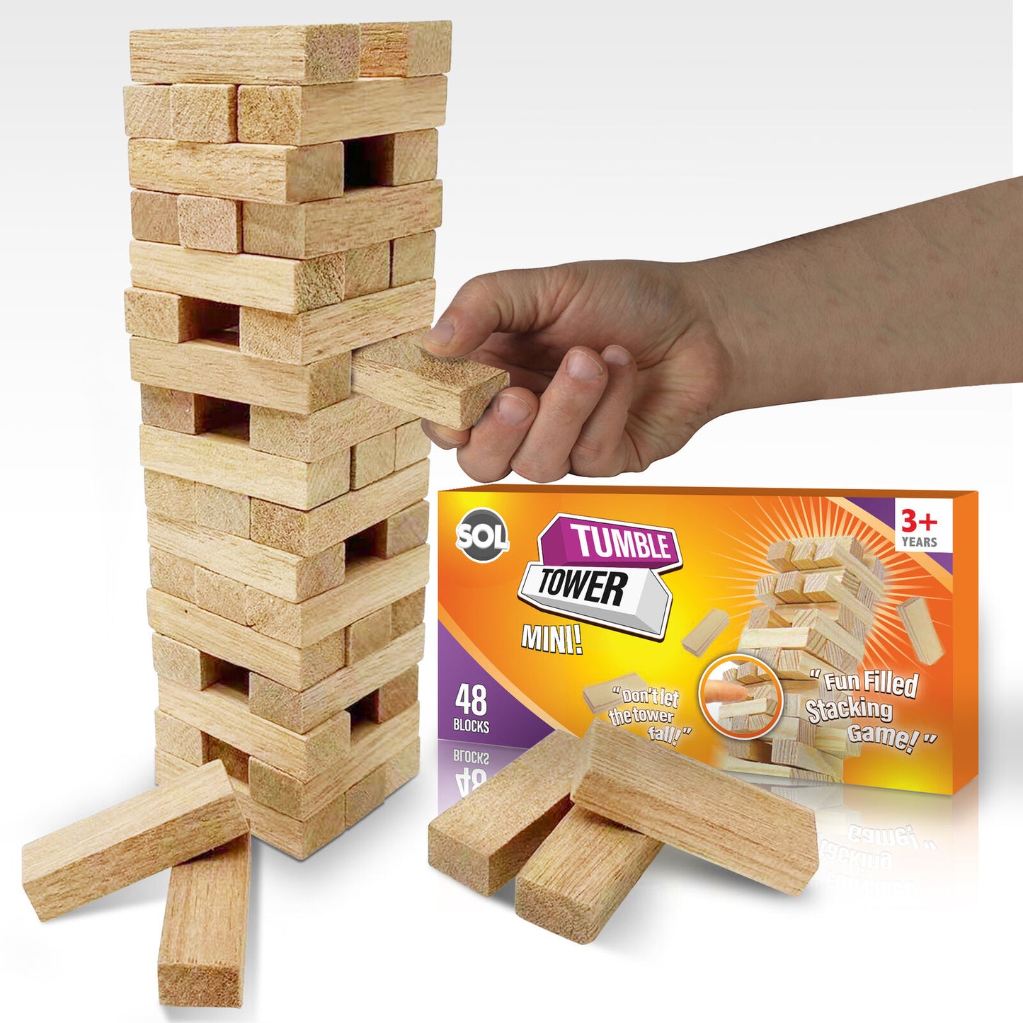 Wooden Tumbling Tower Game Traditional Stacking Travel Size