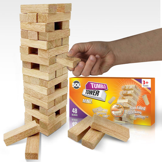 Wooden Tumbling Tower Game Traditional Stacking Travel Size