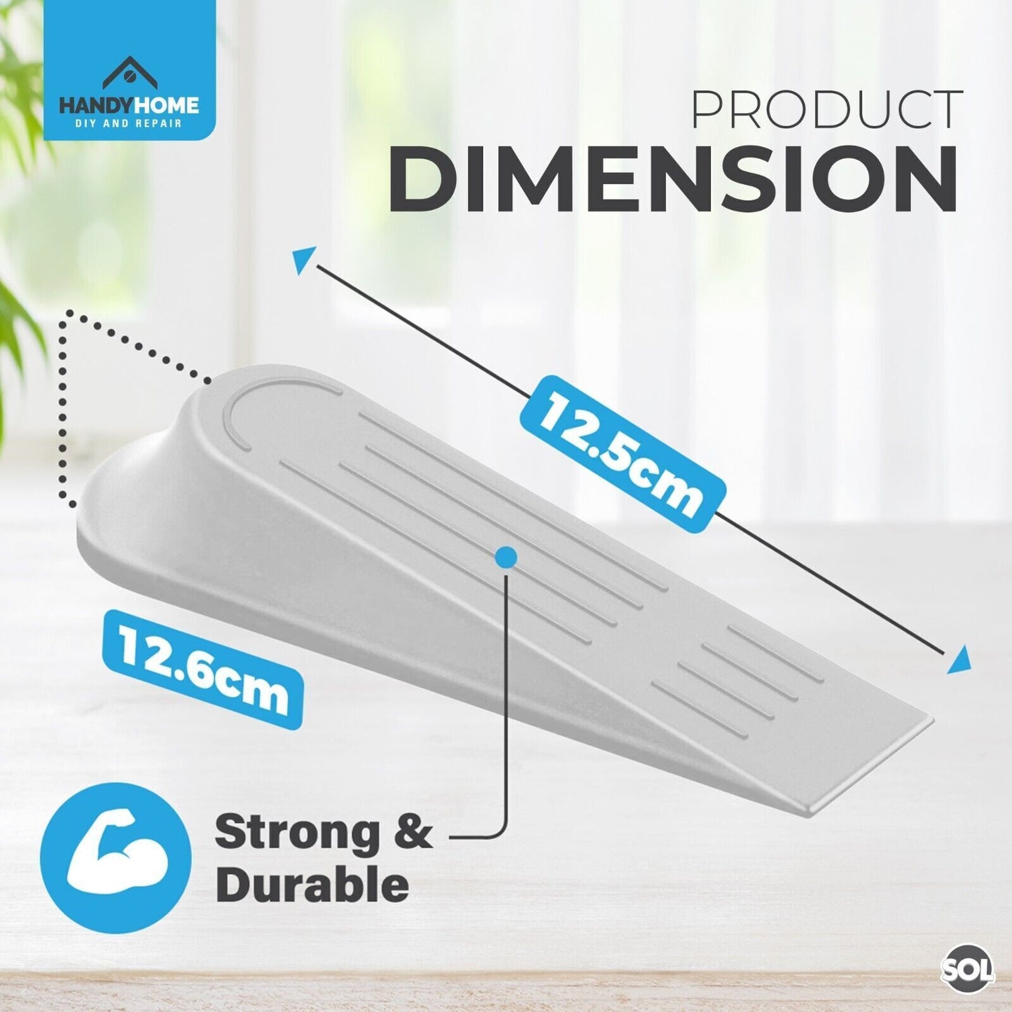 12pk White Rubber Door Wedges Stop | Heavy Duty Stoppers Home Office Jammer Jam