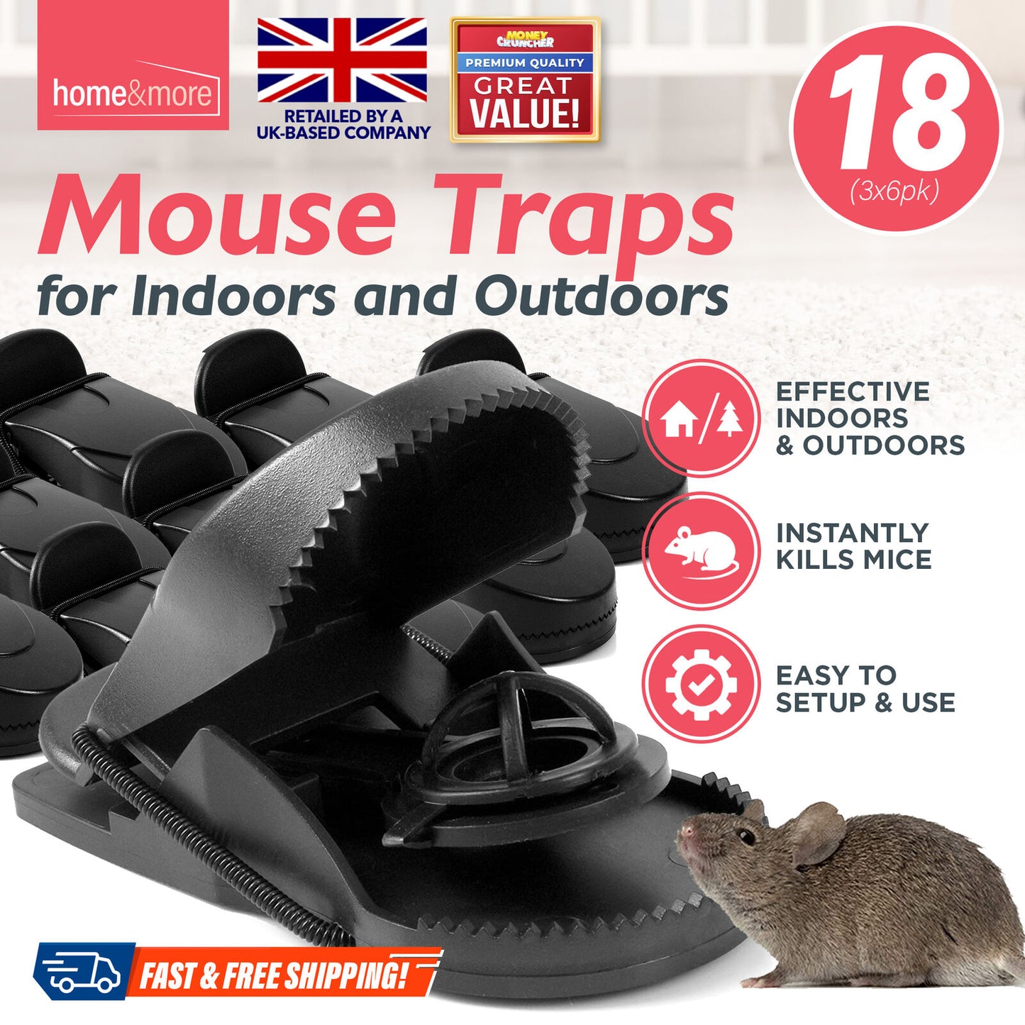 Mouse Traps | Heavy Duty Reusable Rodent Catcher | 12 Pack
