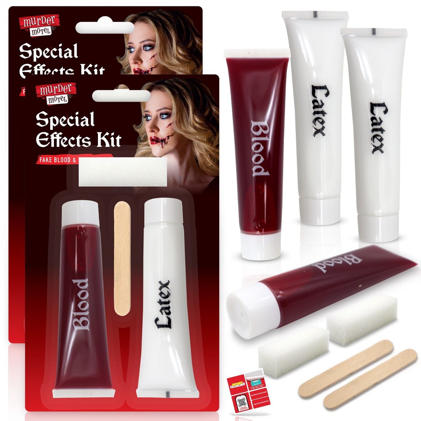 Halloween Make Up Kit Horror Face Paint Set - Fake Blood | White Latex | Sponge