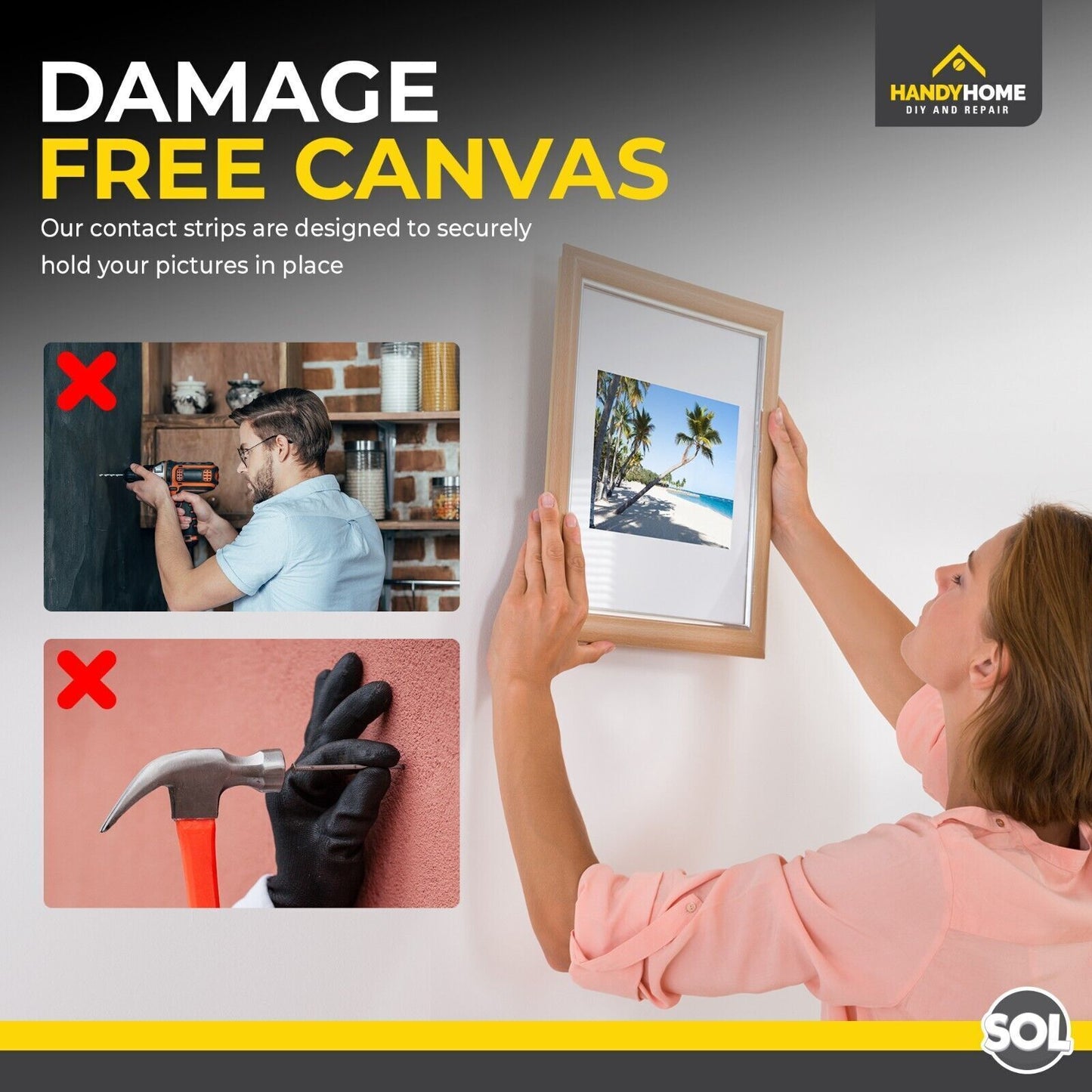 12-48pk Damage Free Hanging Strips | Self Adhesive Stick On Wall Picture Frames