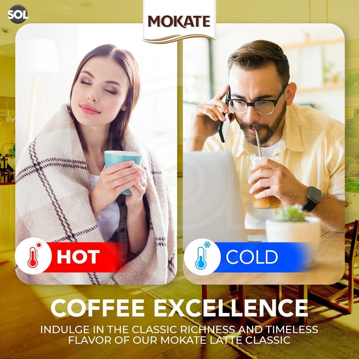 60-120 Mokate Gold Latte Coffee Sachets | Premium Caramel Classic Instant Sticks