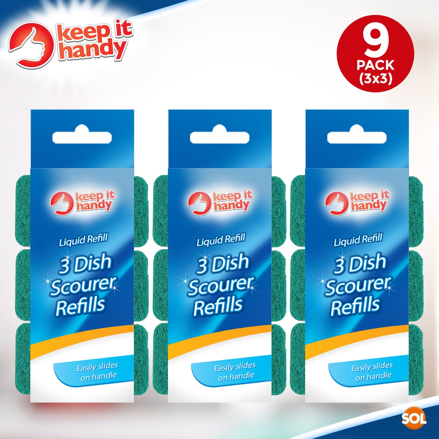 Washing Up Sponge Scourer Refills | Dishmatic Compatible | Handle Option