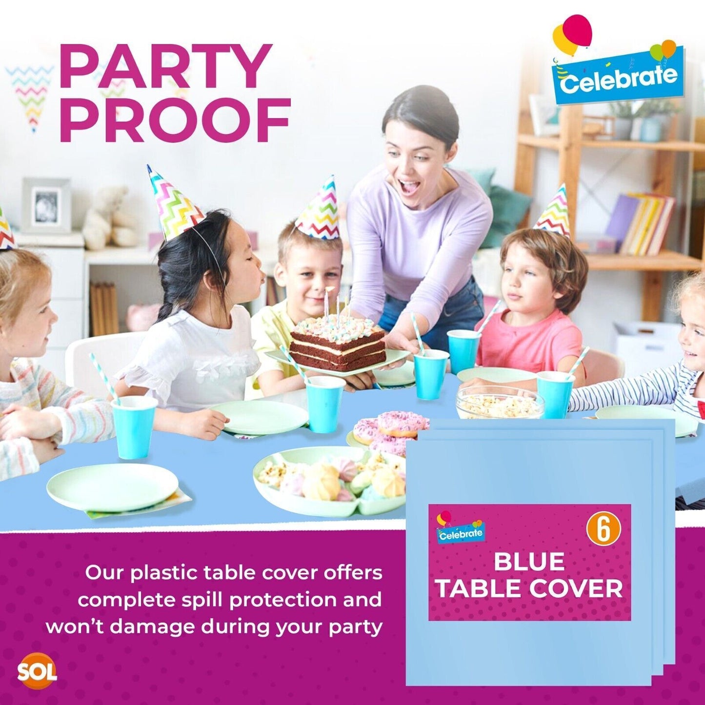 Square Disposable Table Cloths 121x121cm | Plastic Wipe Clean Party Covers | 3 Pack