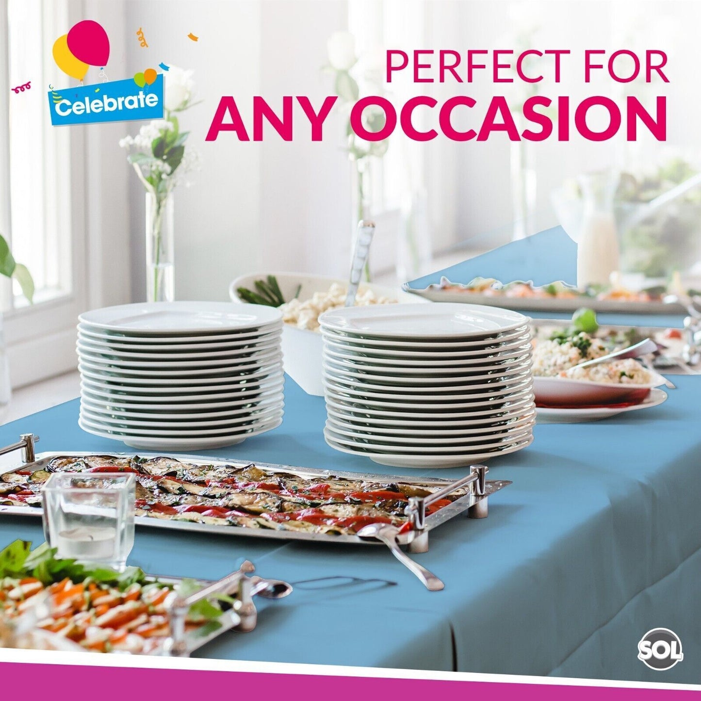 Plastic Table Cloth Covers Rectangular | Party Tableware | 2 Pack